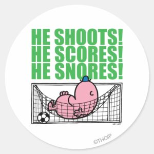 Mr. Lazy Napping In A Soccer Goal Classic Round Sticker