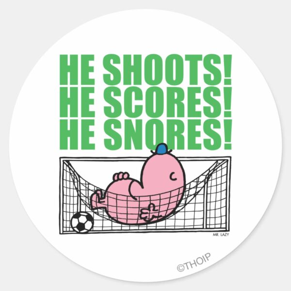 Mr._Lazy_Napping_In_A_Soccer_Goal_Classic_Round_Sticker_1 Mr. Lazy Napping In A Soccer Goal Classic Round Sticker