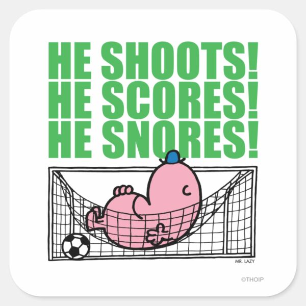 Mr._Lazy_Napping_In_A_Soccer_Goal_Square_Sticker_1 Mr. Lazy Napping In A Soccer Goal Square Sticker