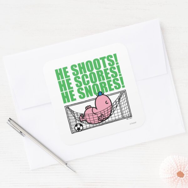 Mr._Lazy_Napping_In_A_Soccer_Goal_Square_Sticker_3 Mr. Lazy Napping In A Soccer Goal Square Sticker