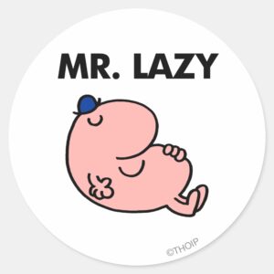 Mr. Lazy Snoozing Away Classic Round Sticker