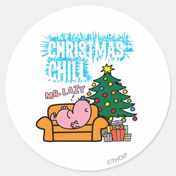 Mr._Lazy's_Christmas_Chill_Classic_Round_Sticker_1 Mr. Lazys Christmas Chill Classic Round Sticker