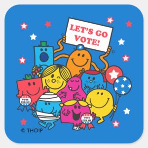 Mr. Men Little Miss Lets Go Vote Square Sticker