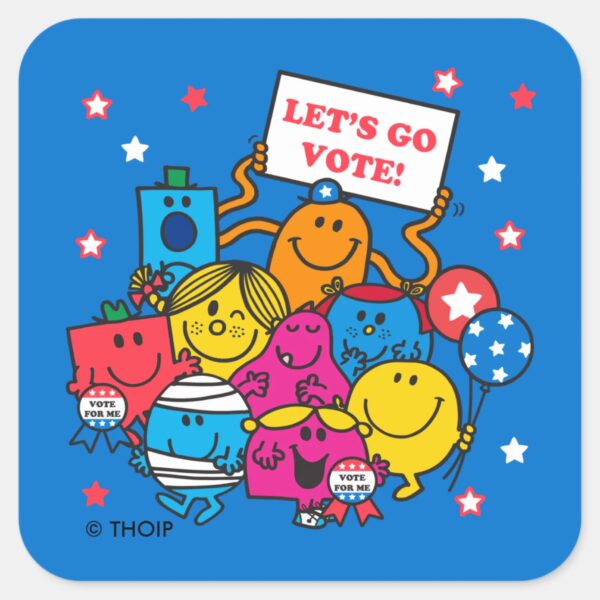 Mr._Men_Little_Miss_Let's_Go_Vote!_Square_Sticker_1 Mr. Men Little Miss Lets Go Vote Square Sticker