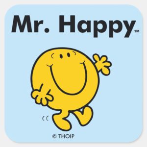 Mr. Men Mr. Happy Is Always Happy Square Sticker