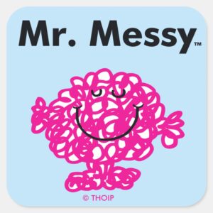 Mr. Men Mr. Messy Is Cute But Messy Square Sticker