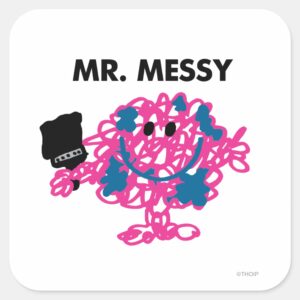 Mr. Messy Holding A Paintbrush Square Sticker