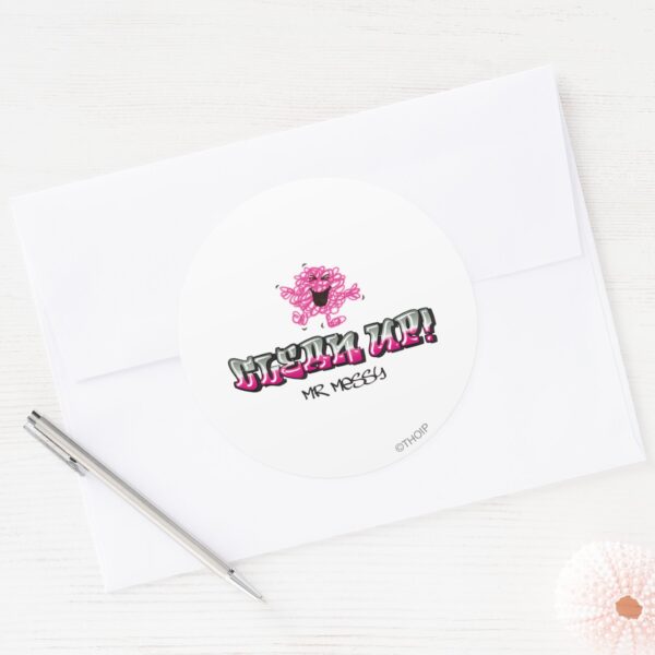 Mr._Messy_Says_Clean_Up_Classic_Round_Sticker_3 Mr. Messy Says Clean Up Classic Round Sticker