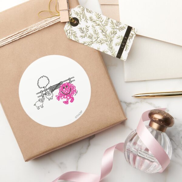 Mr._Messy_&_Two_Pigs_Classic_Round_Sticker_5 Mr. Messy Two Pigs Classic Round Sticker