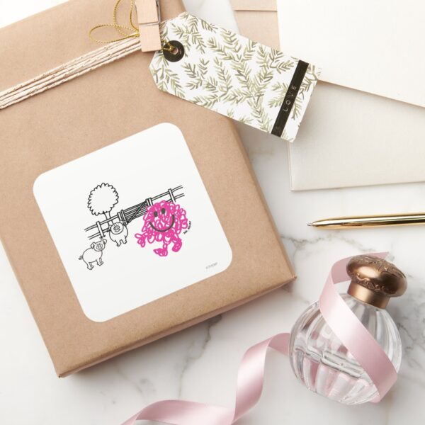 Mr._Messy_&_Two_Pigs_Square_Sticker_5 Mr. Messy Two Pigs Square Sticker