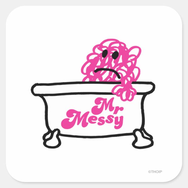 Mr._Messy___Bathtub_Logo_Square_Sticker_1 Mr. Messy Bathtub Logo Square Sticker