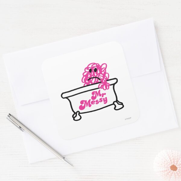 Mr._Messy___Bathtub_Logo_Square_Sticker_3 Mr. Messy Bathtub Logo Square Sticker