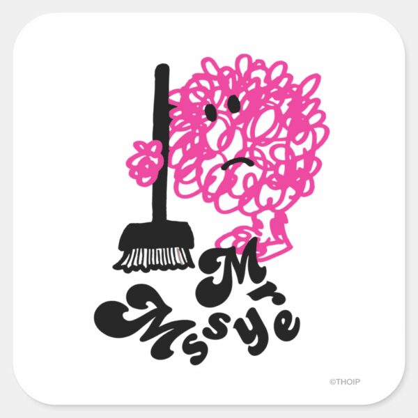 Mr._Messy___Broom_&_Name_Square_Sticker_1 Mr. Messy Broom Name Square Sticker