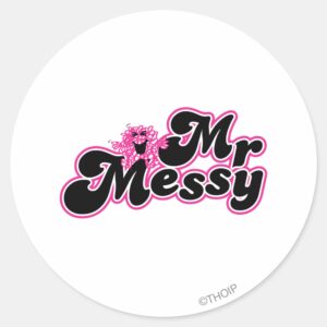 Mr. Messy Large Black Pink Letters Classic Round Sticker