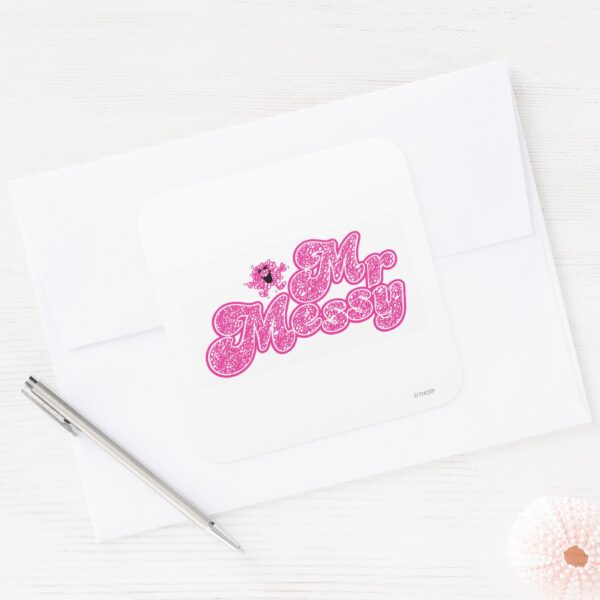 Mr._Messy___Sparkling_Pink_Name_Square_Sticker_3 Mr. Messy Sparkling Pink Name Square Sticker