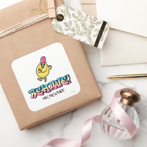 Mr._Mischief___Behave_Square_Sticker_5 Mr. Mischief Behave Square Sticker