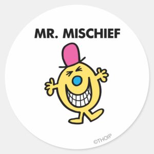 Mr. Mischief Smiling Gleefully Classic Round Sticker