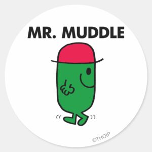 Mr. Muddle Walking Backwards Classic Round Sticker