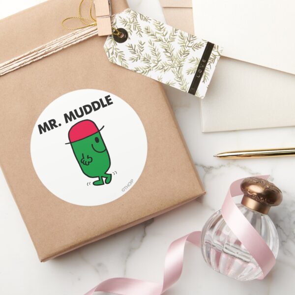 Mr._Muddle___Walking_Backwards_Classic_Round_Sticker_5 Mr. Muddle Walking Backwards Classic Round Sticker