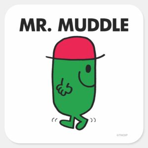 Mr. Muddle Walking Backwards Square Sticker