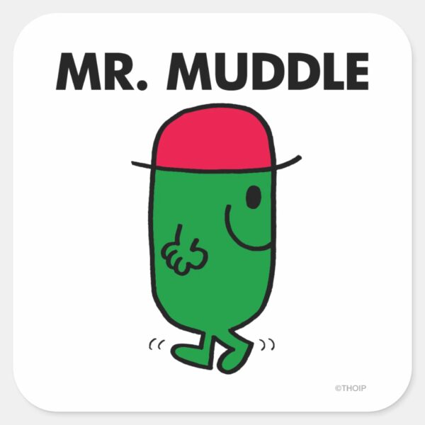Mr._Muddle___Walking_Backwards_Square_Sticker_1 Mr. Muddle Walking Backwards Square Sticker