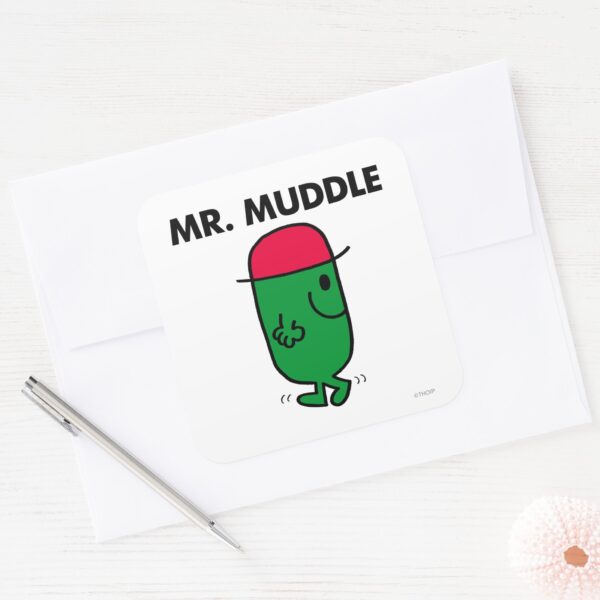 Mr._Muddle___Walking_Backwards_Square_Sticker_3 Mr. Muddle Walking Backwards Square Sticker