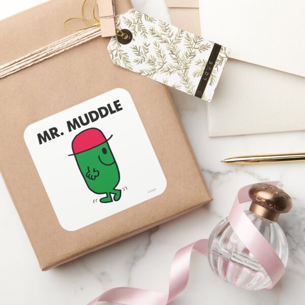 Mr._Muddle___Walking_Backwards_Square_Sticker_5 Mr. Muddle Walking Backwards Square Sticker