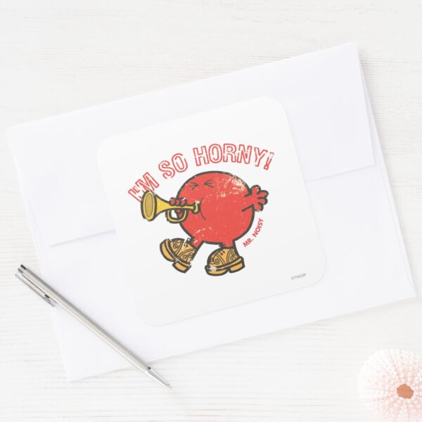 Mr._Noisy_Tooting_His_Horn_Square_Sticker_3 Mr. Noisy Tooting His Horn Square Sticker