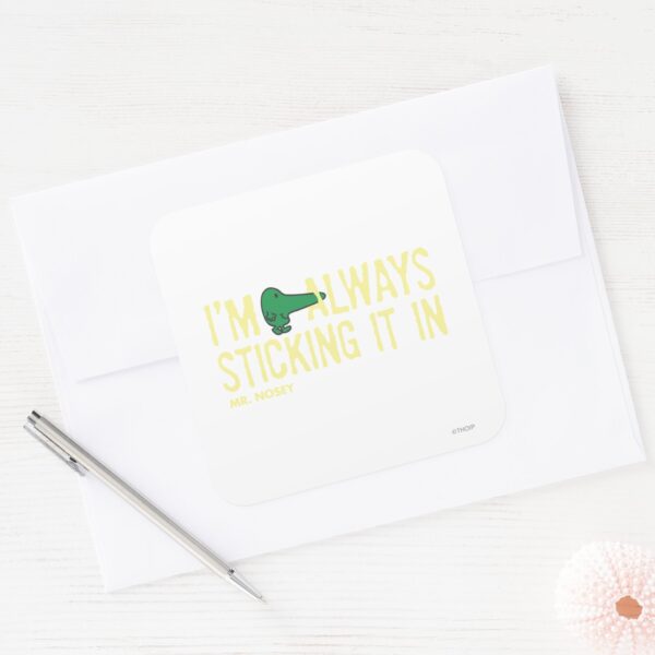 Mr._Nosey_Nosing_Around___Yellow_Lettering_Square_Sticker_3 Mr. Nosey Nosing Around Yellow Lettering Square Sticker