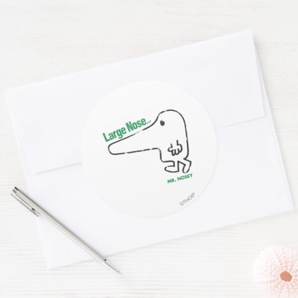 Mr._Nosey___Large_Nose_Classic_Round_Sticker_3 Mr. Nosey Large Nose Classic Round Sticker