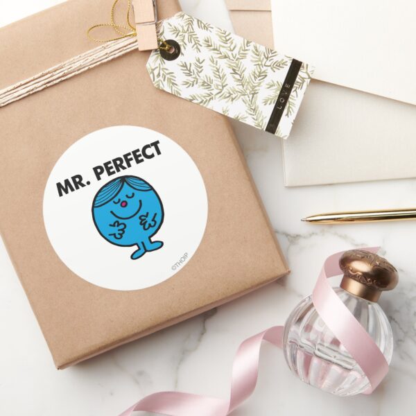 Mr._Perfect___Quietly_Content_Classic_Round_Sticker_5 Mr. Perfect Quietly Content Classic Round Sticker