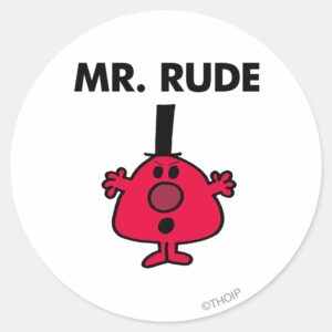 Mr. Rude Red Faced Anger Classic Round Sticker