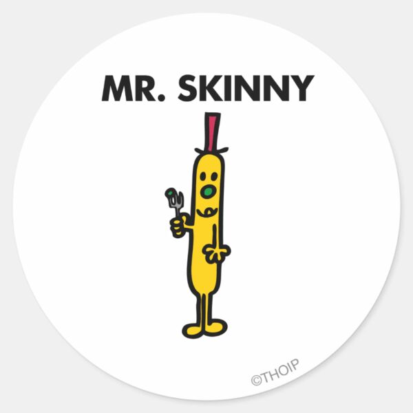 Mr._Skinny___Pea_&_Fork_Classic_Round_Sticker_1 Mr. Skinny Pea Fork Classic Round Sticker