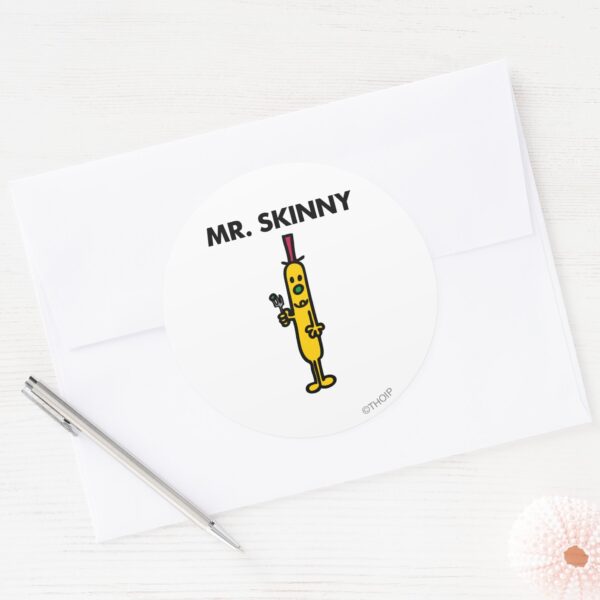 Mr._Skinny___Pea_&_Fork_Classic_Round_Sticker_3 Mr. Skinny Pea Fork Classic Round Sticker