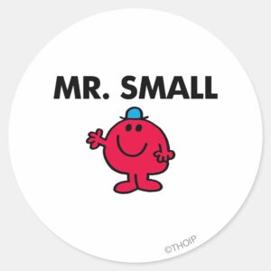 Mr. Small Waving Hello Classic Round Sticker