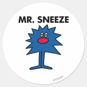 Mr. Sneeze Jagged Edged Body Classic Round Sticker