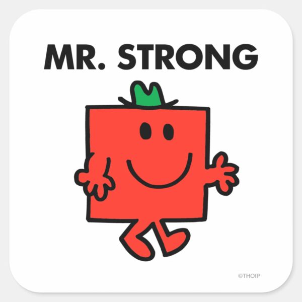 Mr._Strong_Waving_Hello_Square_Sticker_1 Mr. Strong Waving Hello Square Sticker