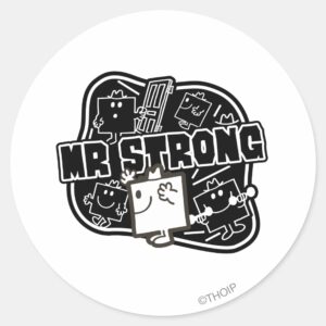 Mr. Strong Black White Classic Round Sticker