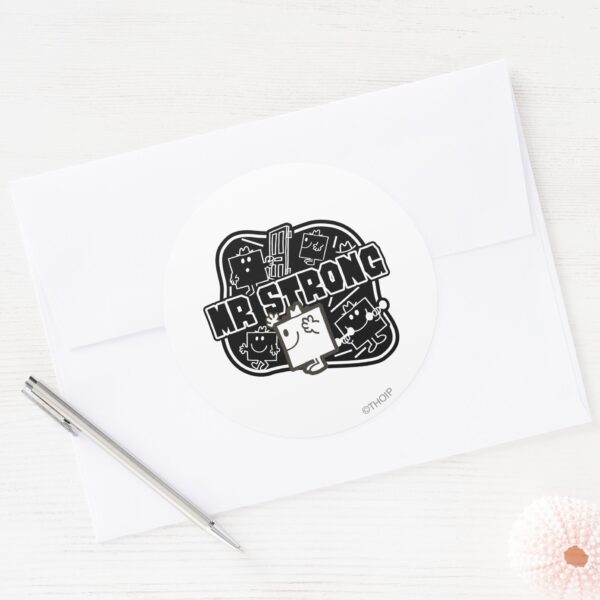 Mr._Strong___Black_&_White_Classic_Round_Sticker_3 Mr. Strong Black White Classic Round Sticker