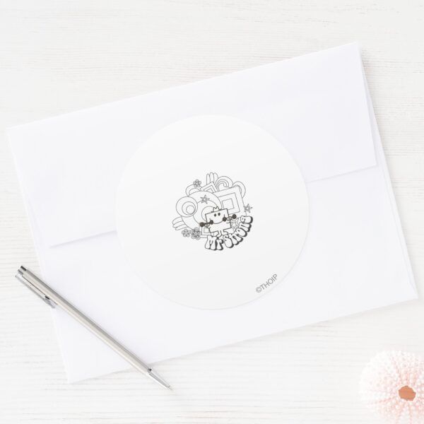 Mr._Strong___Black_&_White_Stars_&_Flowers_Classic_Round_Sticker_3 Mr. Strong Black White Stars Flowers Classic Round Sticker