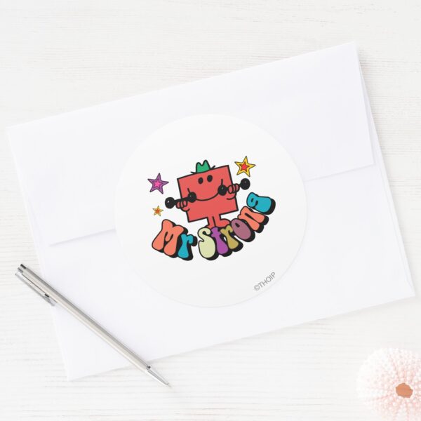 Mr._Strong___Colorful_Lettering_&_Stars_Classic_Round_Sticker_3 Mr. Strong Colorful Lettering Stars Classic Round Sticker