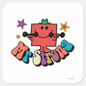Mr. Strong Colorful Lettering Stars Square Sticker