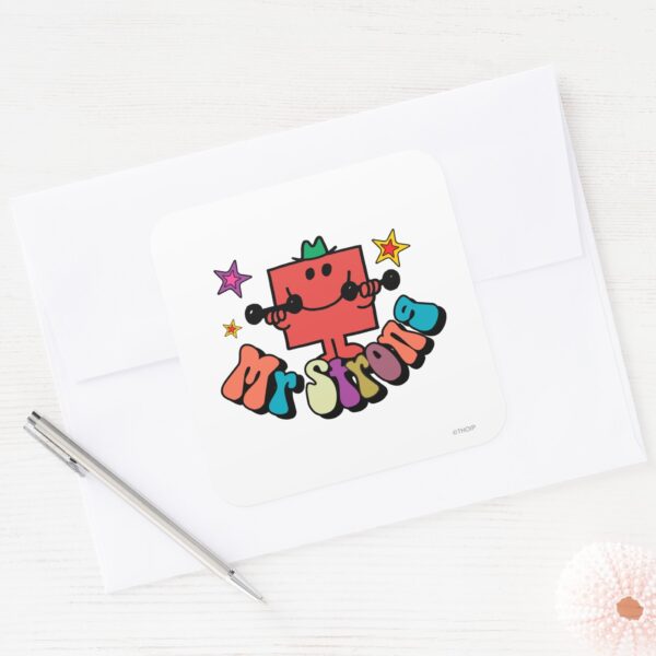 Mr._Strong___Colorful_Lettering_&_Stars_Square_Sticker_3 Mr. Strong Colorful Lettering Stars Square Sticker
