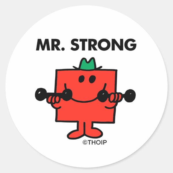 Mr._Strong___Lifting_Weights_Classic_Round_Sticker_1 Mr. Strong Lifting Weights Classic Round Sticker