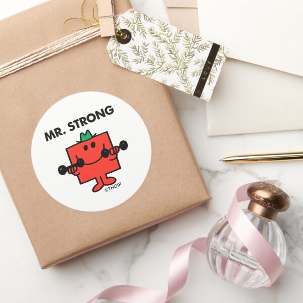 Mr._Strong___Lifting_Weights_Classic_Round_Sticker_5 Mr. Strong Lifting Weights Classic Round Sticker