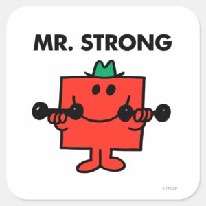 Mr. Strong Lifting Weights Square Sticker