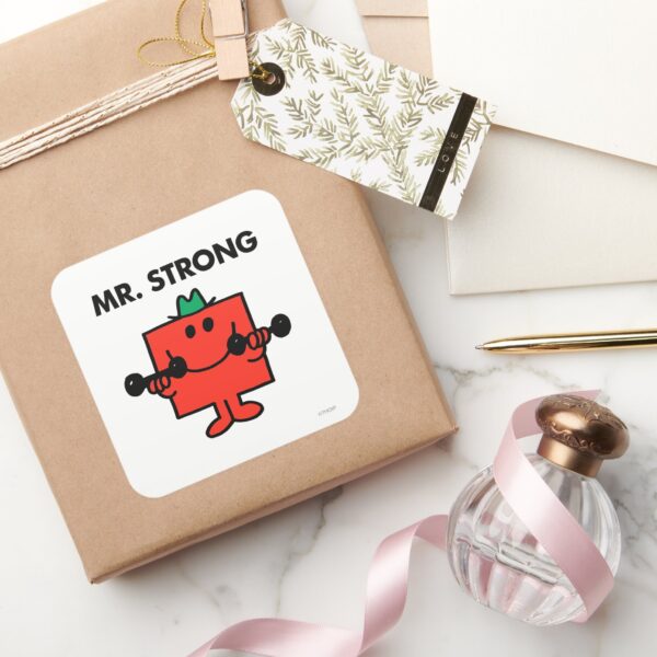 Mr._Strong___Lifting_Weights_Square_Sticker_5 Mr. Strong Lifting Weights Square Sticker