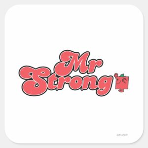 Mr. Strong Red Lettering Square Sticker