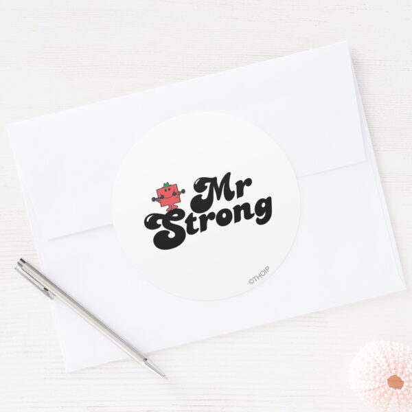 Mr._Strong___Weights_&_Bubble_Lettering_Classic_Round_Sticker_3 Mr. Strong Weights Bubble Lettering Classic Round Sticker
