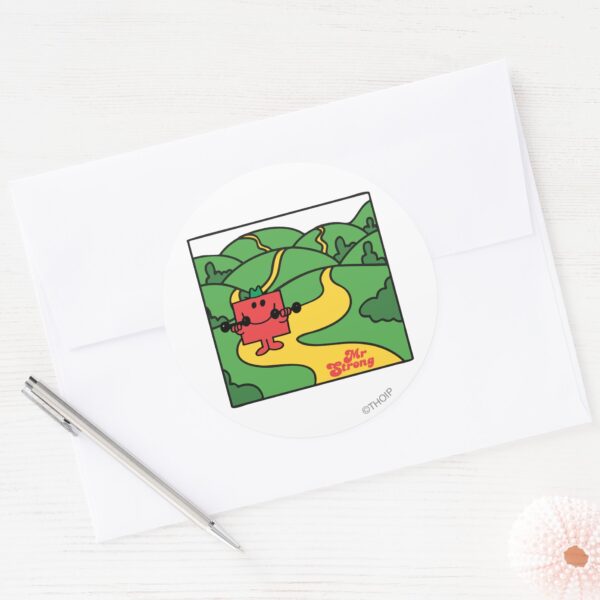 Mr._Strong___Woodland_Workout_Classic_Round_Sticker_3 Mr. Strong Woodland Workout Classic Round Sticker